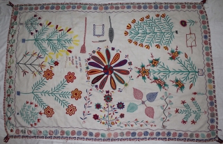 Vintage Kantha Quilted embroidery with cotton thread Kantha Probably From East Bengal(Bangladesh)Region India.Its size is 123cm x 178cm.(DSL01950)
               
