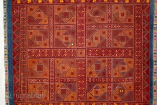 Shekhawati Bishnoi Wedding Shawl From Rajasthan India.C.1900.Very rare and interesting as the embroiderer imitated tie and dye(Bandhni).Embroidered by the Bishnoi community of Rajasthan. Embroidered on Hand Spun Cotton khaddar Cloth.Its size is  ...