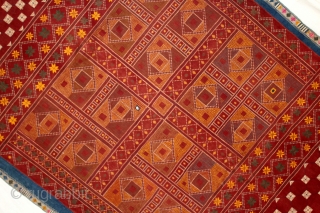 Shekhawati Bishnoi Wedding Shawl From Rajasthan India.C.1900.Very rare and interesting as the embroiderer imitated tie and dye(Bandhni).Embroidered by the Bishnoi community of Rajasthan. Embroidered on Hand Spun Cotton khaddar Cloth.Its size is  ...