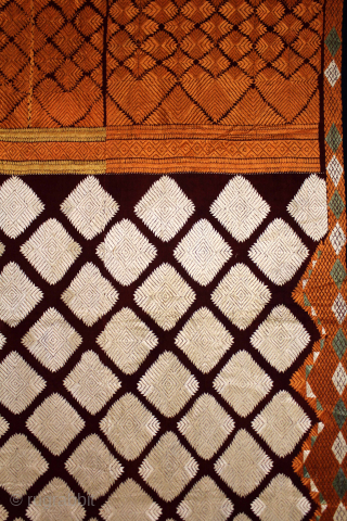 Phulkari From West(Pakistan)Punjab India Called As Chand(Moon) Bagh.C.1900. Rare Pallu Design. Floss Silk on Hand Spun Cotton khaddar Cloth.(DSCI06000).Please email me at Indianarts1369@gmail.com          