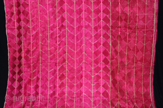Thirma Phulkari From West(Pakistan)Punjab India Called As Lahariya Design Bagh.C.1900.Floss Silk on Hand Spun Cotton khaddar Cloth. Its size is W-134cm x L-252cm.(DSC060100).Please email me at indianarts1369@gmail.com      