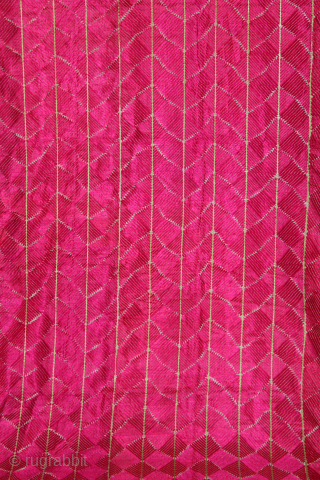 Thirma Phulkari From West(Pakistan)Punjab India Called As Lahariya Design Bagh.C.1900.Floss Silk on Hand Spun Cotton khaddar Cloth. Its size is W-134cm x L-252cm.(DSC060100).Please email me at indianarts1369@gmail.com      