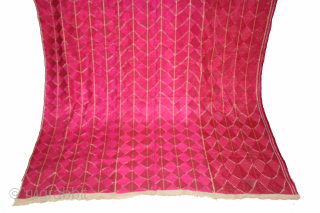 Thirma Phulkari From West(Pakistan)Punjab India Called As Lahariya Design Bagh.C.1900.Floss Silk on Hand Spun Cotton khaddar Cloth. Its size is W-134cm x L-252cm.(DSC060100).Please email me at indianarts1369@gmail.com      