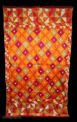 Phulkari from East (Punjab) India Called As Suraj Mukhi Bagh.Very Rare Pattern.Extremely Fine Phulkari.(DSL02450).                   