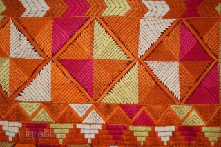 Phulkari from East (Punjab) India Called As Suraj Mukhi Bagh.Very Rare Pattern.Extremely Fine Phulkari.(DSL02450).                   