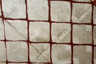 Phulkari From West(Pakistan)Punjab India Called As Chand(Moon) Bagh.C.1900. Rare Pallu with Panch Rangi Side Borders. Floss Silk on Hand Spun Cotton khaddar Cloth.(DSL04430).          