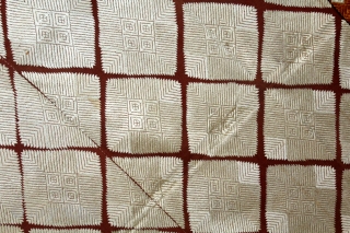 Phulkari From West(Pakistan)Punjab India Called As Chand(Moon) Bagh.C.1900. Rare Pallu with Panch Rangi Side Borders. Floss Silk on Hand Spun Cotton khaddar Cloth.(DSL04430).          