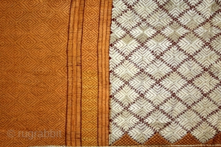 Phulkari From West(Pakistan)Punjab India Called As Shisha(Mirror)Design Bagh.C.1900. Floss Silk on Hand Spun Cotton khaddar Cloth.(DSL05210).                 