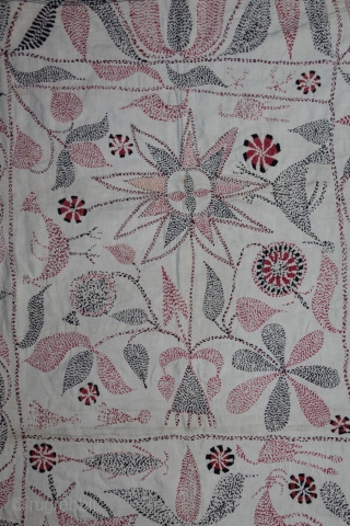 Kantha Quilted Embroidery with cotton thread Kantha Probably From Faridpur District,East Bengal(Bangladesh)region. India.C.1900.Its size is 90cm x 48cm.(DSL03800).
               