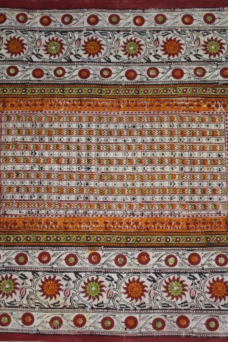 Masnad Wood Block, Mordant- and Resist-Dyed Khadi Cotton, From Gujarat India.C.1900. Its size is W-114cm x L-190cm.(DSL04440).                