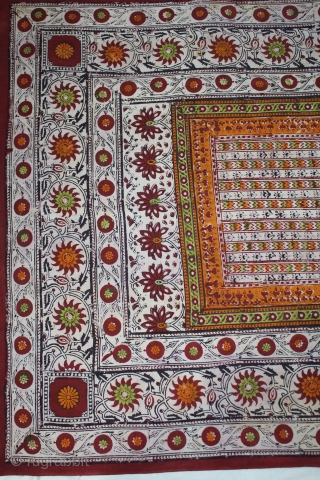 Masnad Wood Block, Mordant- and Resist-Dyed Khadi Cotton, From Gujarat India.C.1900. Its size is W-114cm x L-190cm.(DSL04440).                