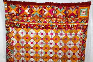 Phulkari From East(Punjab)India Called As Gobhi Bagh.C.1900. Rare Four Corners Different Design. Floss Silk on Hand Spun Cotton khaddar Cloth. Its size is 124cm x 260cm.(DSL060170).Please email me at indianarts1369@gmail.com