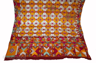Phulkari From East(Punjab)India Called As Gobhi Bagh.C.1900. Rare Four Corners Different Design. Floss Silk on Hand Spun Cotton khaddar Cloth. Its size is 124cm x 260cm.(DSL060170).Please email me at indianarts1369@gmail.com