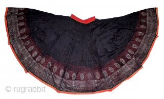 Mull-Mull cotton Ghaghra (Skirt) Silver Paste from Rajasthan India Circa.1900.Used mainly by Rajput family of Rajasthan.Its size is L-72cm X Around is 434cm.(DSL03170).          