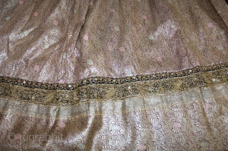 khinkhab Zari Brocade (Skirt) Real Silver work.Royal Family of Rajesthan India.Made to order for some Royal Rajput Family.Its size is 87cm x 334cm.(DSL02500).          