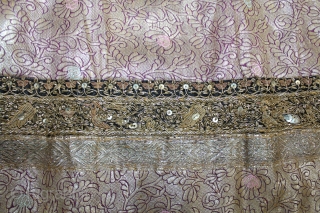 khinkhab Zari Brocade (Skirt) Real Silver work.Royal Family of Rajesthan India.Made to order for some Royal Rajput Family.Its size is 87cm x 334cm.(DSL02500).          