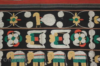 Naga Man’s Shawl from Manipur region India. Manipur for use by Eastern Angami Nagas,C.1930.Cotton embroidered with floss silk. Its size is 117cm x 184cm.(DSL03830).         