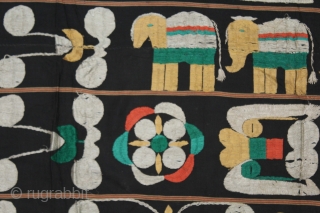 Naga Man’s Shawl from Manipur region India. Manipur for use by Eastern Angami Nagas,C.1930.Cotton embroidered with floss silk. Its size is 117cm x 184cm.(DSL03830).         