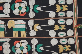 Naga Man’s Shawl from Manipur region India. Manipur for use by Eastern Angami Nagas,C.1930.Cotton embroidered with floss silk. Its size is 117cm x 184cm.(DSL03830).         