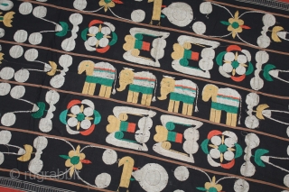 Naga Man’s Shawl from Manipur region India. Manipur for use by Eastern Angami Nagas,C.1930.Cotton embroidered with floss silk. Its size is 117cm x 184cm.(DSL03830).         