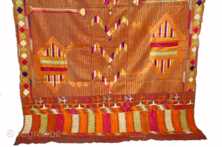 Sarpallu Phulkari From East(Punjab)India called As Sarpallu(Patang Design).Moga District of Punjab India.Circa 1900. Floss Silk on Hand Spun Cotton khaddar Cloth.(DSL060180).Please email me at indianarts1369@gmail.com