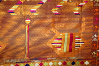 Sarpallu Phulkari From East(Punjab)India called As Sarpallu(Patang Design).Moga District of Punjab India.Circa 1900. Floss Silk on Hand Spun Cotton khaddar Cloth.(DSL060180).Please email me at indianarts1369@gmail.com