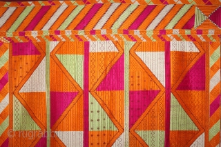 Phulkari From East(Punjab)India Called As Bagh.Rare Pattern (Patang)Design.Floss Silk on Hand Spun Cotton khaddar Cloth.Mind Condition.(DSL03190).                 