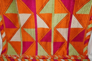 Phulkari From East(Punjab)India Called As Bagh.Rare Pattern (Patang)Design.Floss Silk on Hand Spun Cotton khaddar Cloth.Mind Condition.(DSL03190).                 