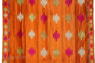 Phulkari From East(Punjab)India Called As Punjabi Bagh.Rare Design.Floss Silk on Hand Spun Cotton khaddar Cloth.Its size is 114cm x 244cm.(DSL03840).             