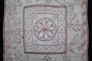 Kantha Quilted Embroidery with cotton thread Kantha Probably Jessore District,East Bengal(Bangladesh)region.India.C.1900.Its size is 85cm x 104cm.(DSL03850).                 