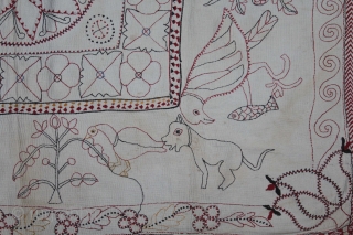 Kantha Quilted Embroidery with cotton thread Kantha Probably Jessore District,East Bengal(Bangladesh)region.India.C.1900.Its size is 85cm x 104cm.(DSL03850).                 