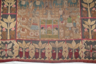 Kanduri Shrine Applique Wall Hanging.It is Presented by Pilgrims as on offering on the grave of the Muslim Prince Sara Masoud.From The Uttar Pradesh,India.C.1900.Its size is 122cm x 124cm.(DSC05620).    