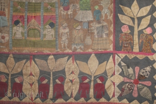 Kanduri Shrine Applique Wall Hanging.It is Presented by Pilgrims as on offering on the grave of the Muslim Prince Sara Masoud.From The Uttar Pradesh,India.C.1900.Its size is 122cm x 124cm.(DSC05620).    