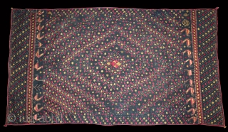Indigo Sainchi Phulkari From East(Punjab)India.C.1900.Rare Design.Proper Shahkot Moga District of Punjab India.Extremely Fine Phulkari.(DSE02520).                   