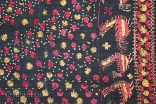 Indigo Sainchi Phulkari From East(Punjab)India.C.1900.Rare Design.Proper Shahkot Moga District of Punjab India.Extremely Fine Phulkari.(DSE02520).                   