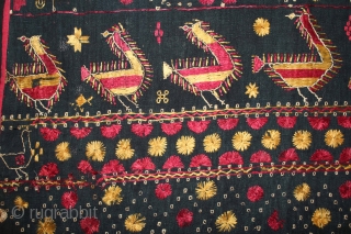 Indigo Sainchi Phulkari From East(Punjab)India.C.1900.Rare Design.Proper Shahkot Moga District of Punjab India.Extremely Fine Phulkari.(DSE02520).                   