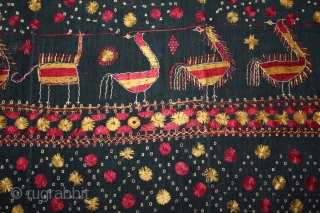 Indigo Sainchi Phulkari From East(Punjab)India.C.1900.Rare Design.Proper Shahkot Moga District of Punjab India.Extremely Fine Phulkari.(DSE02520).                   