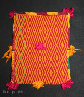 Three Ceremonial Banjara Bags, From Madhya Pradesh, India.C.1900.Silk & Cotton  Embroidered Brick Stitch.(DSL02530).                   