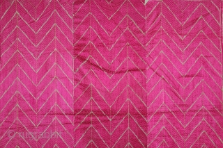 Thirma Phulkari From West(Pakistan)Punjab India Called As Thirma Lahariya Weave Design Bagh.C.1900.Floss Silk on Hand Spun Cotton khaddar Cloth.(DSL04470).              