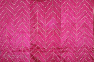 Thirma Phulkari From West(Pakistan)Punjab India Called As Thirma Lahariya Weave Design Bagh.C.1900.Floss Silk on Hand Spun Cotton khaddar Cloth.(DSL04470).              