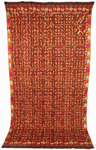 Phulkari from East(Punjab) India Called As Bella (Grove) phulkari. One of the rare design in Indian Phulkari.(DSL02050).                