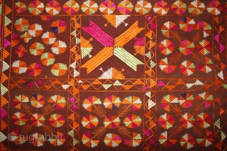 Phulkari from East(Punjab) India Called As Bella (Grove) phulkari. One of the rare design in Indian Phulkari.(DSL02050).                