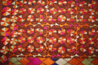 Phulkari from East(Punjab) India Called As Bella (Grove) phulkari. One of the rare design in Indian Phulkari.(DSL02050).                