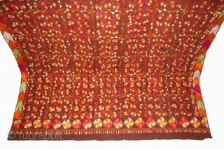 Phulkari from East(Punjab) India Called As Bella (Grove) phulkari. One of the rare design in Indian Phulkari.(DSL02050).                