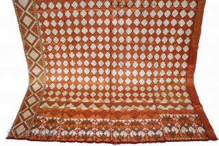 Phulkari From West(Pakistan)Punjab India Called As Rare Barfi Bagh.C.1900. Floss Silk on Hand Spun Cotton khaddar Cloth. Its size is 152cm X 246cm.(DSL05000).          