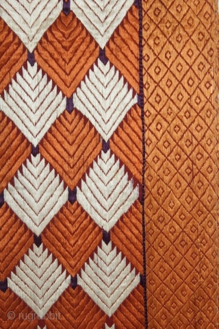 Phulkari From West(Pakistan)Punjab India Called As Rare Barfi Bagh.C.1900. Floss Silk on Hand Spun Cotton khaddar Cloth. Its size is 152cm X 246cm.(DSL05000).          