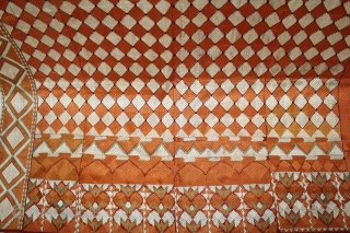 Phulkari From West(Pakistan)Punjab India Called As Rare Barfi Bagh.C.1900. Floss Silk on Hand Spun Cotton khaddar Cloth. Its size is 152cm X 246cm.(DSL05000).          