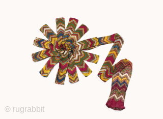 Lahariya Turban(Pagh) Tie and Dye Turban From Shekhawati District of Rajasthan. India.C.1900.Used by the Mahajan community of Shekhawati region of Rajasthan. Extremely Rare to find so many different pattern in one turban.(DSL060190).Please ...