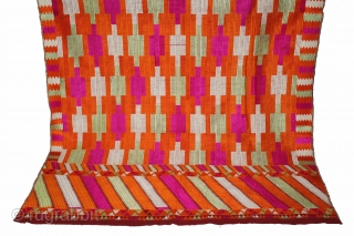 Phulkari From East(Punjab)India Called As Belan Motif Bagh.C.1900. Rare Design. Floss Silk on Hand Spun Cotton khaddar Cloth. Its size is 134cm x 236cm.(DSL05270).         