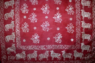 Pichwai For Gopashtami (Cow Festival) Rajasthan India.C.1900.Made form Silver Tinsel on Malmal Cotton.With Pillow cover.Its size is 77cm X 119cm.(DSL03270).             